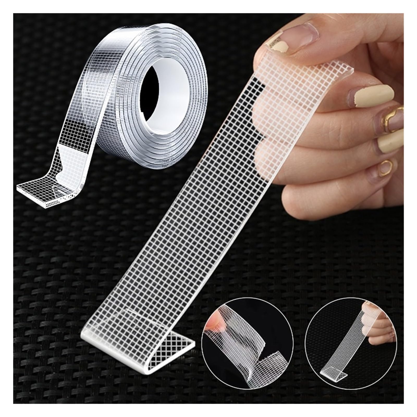 Generico Nastro adesivo nano ultra resistente biadesivo rimovibile impermeabile riutilizzabile trasparente for forniture for ufficio cucina domestica(1mm,20M-(4 Roll))