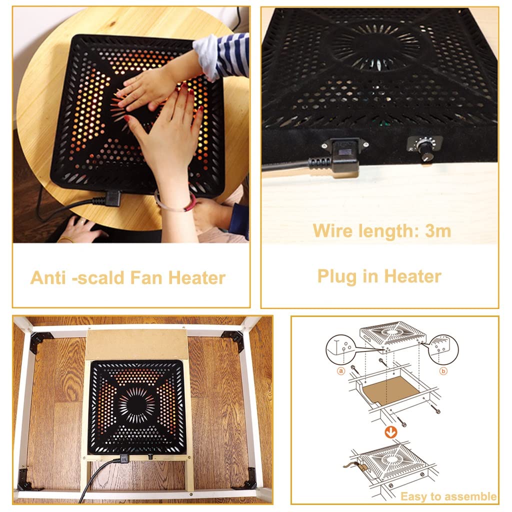 Set da Tavolo in Legno Giapponese Kotatsu con riscaldatore e Coperta, Tappetino, Tavolo da tè da tè riscaldato Set di trapunti futon di 4 per la casa e la casa Inverno, Quadrato, Rosso