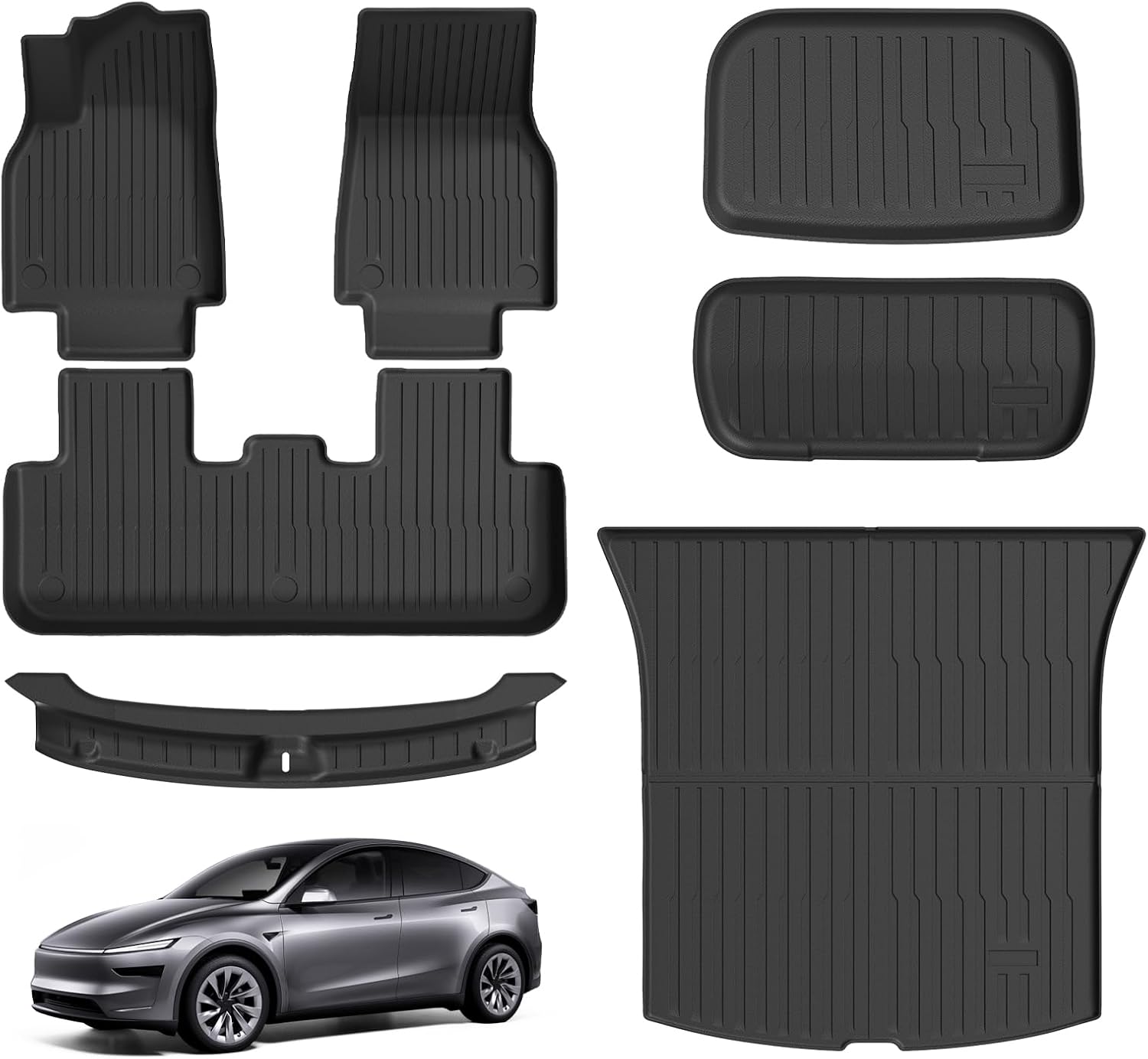 Floor Mats Trunk Mat for Tesla Model Y Juniper 2025 2026(5-Seat), All Weather TPE Floor Liners with Trunk Door Sill Protector, Custom Fit for Model Y Juniper Accessories 7PCS