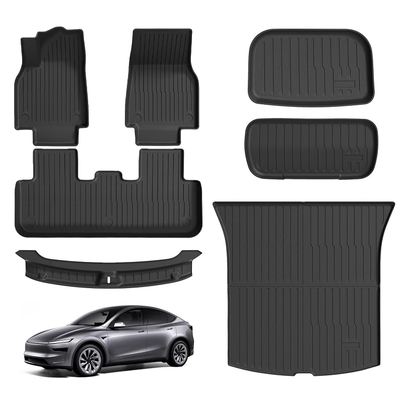 Kit de tapetes e forros para Tesla Model Y Juniper 2025–2026 em TPE, 7 peças CyVaJive