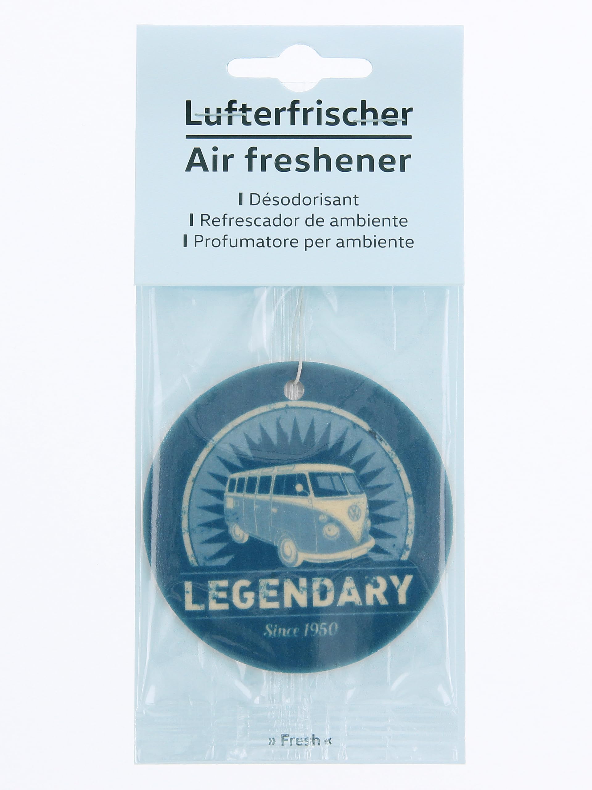 BRISA VW Collection Volkswagen odświeżacz powietrza do samochodu, z motywem autobusu T1 Bulli, pojedyncze opakowanie (Legendary/Fresh/niebieski)