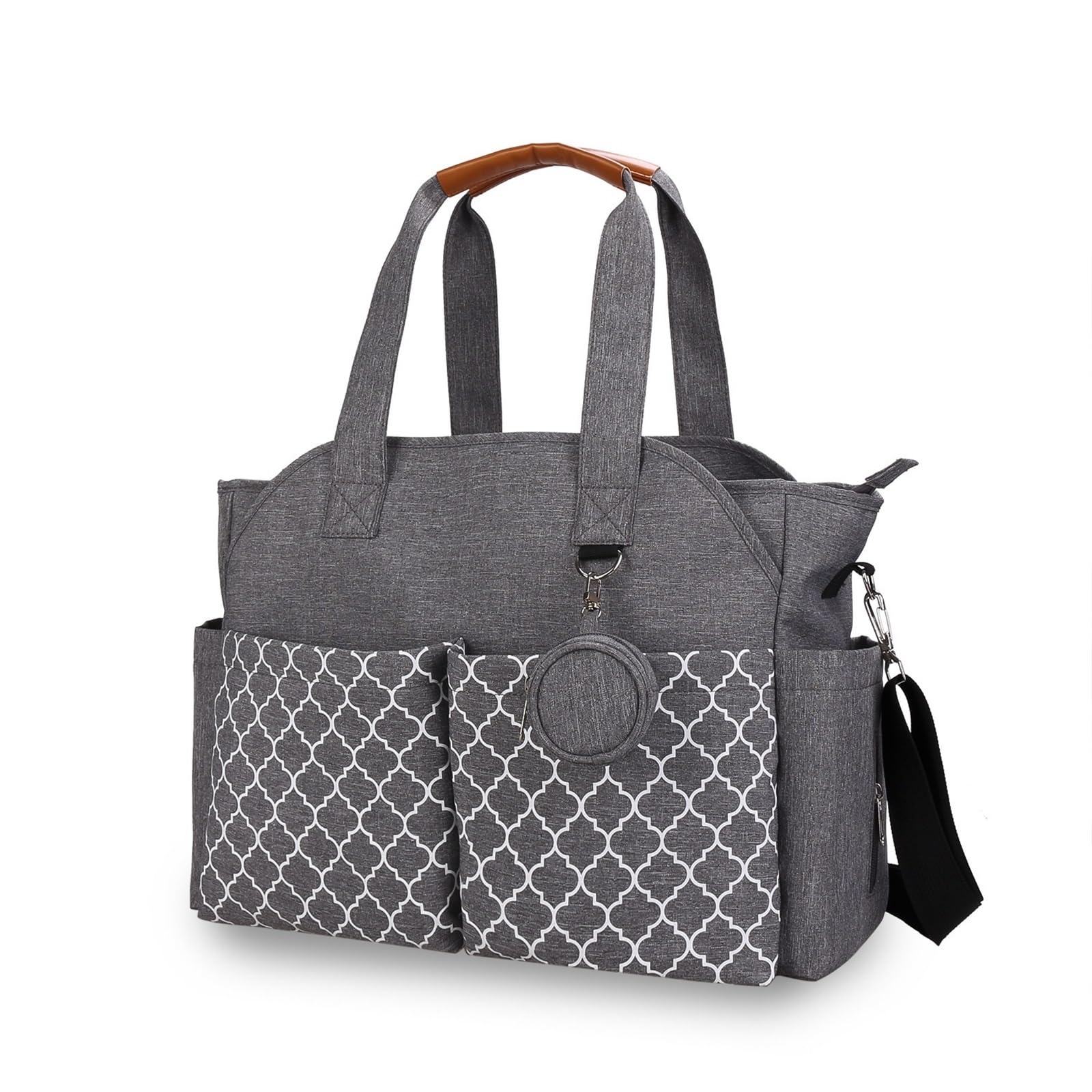 Sac À Dos Langer Pour Bébé, Sac De Rangement Voyage Étanche Grande Capacité, Main Portable Avec Tétine, Gris