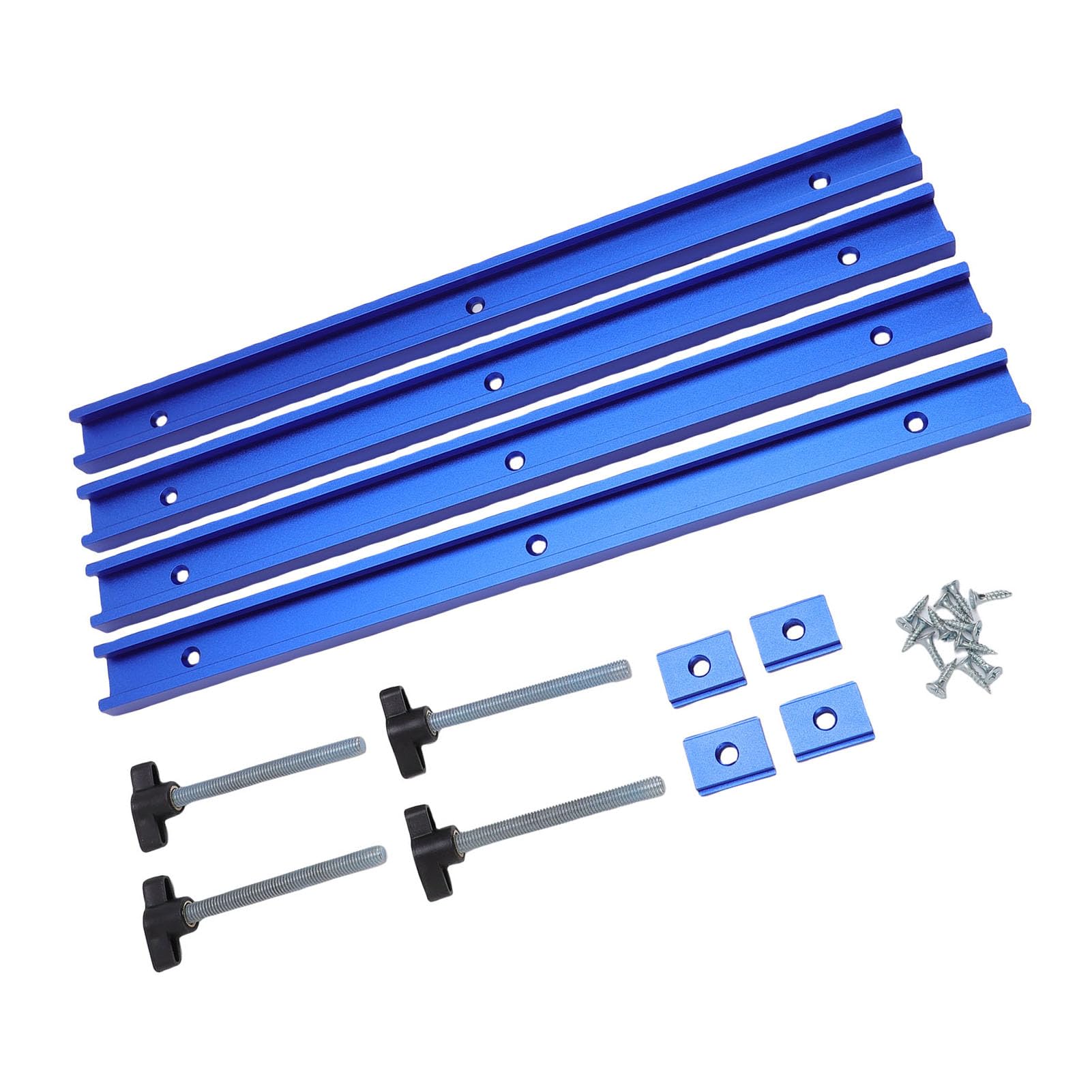 Sxhlseller Set di Guide Scorrevoli e Cursori Durevoli con Scanalatura a T per Progetti di Lavorazione del Legno Lega di Alluminio 15,7" Blu