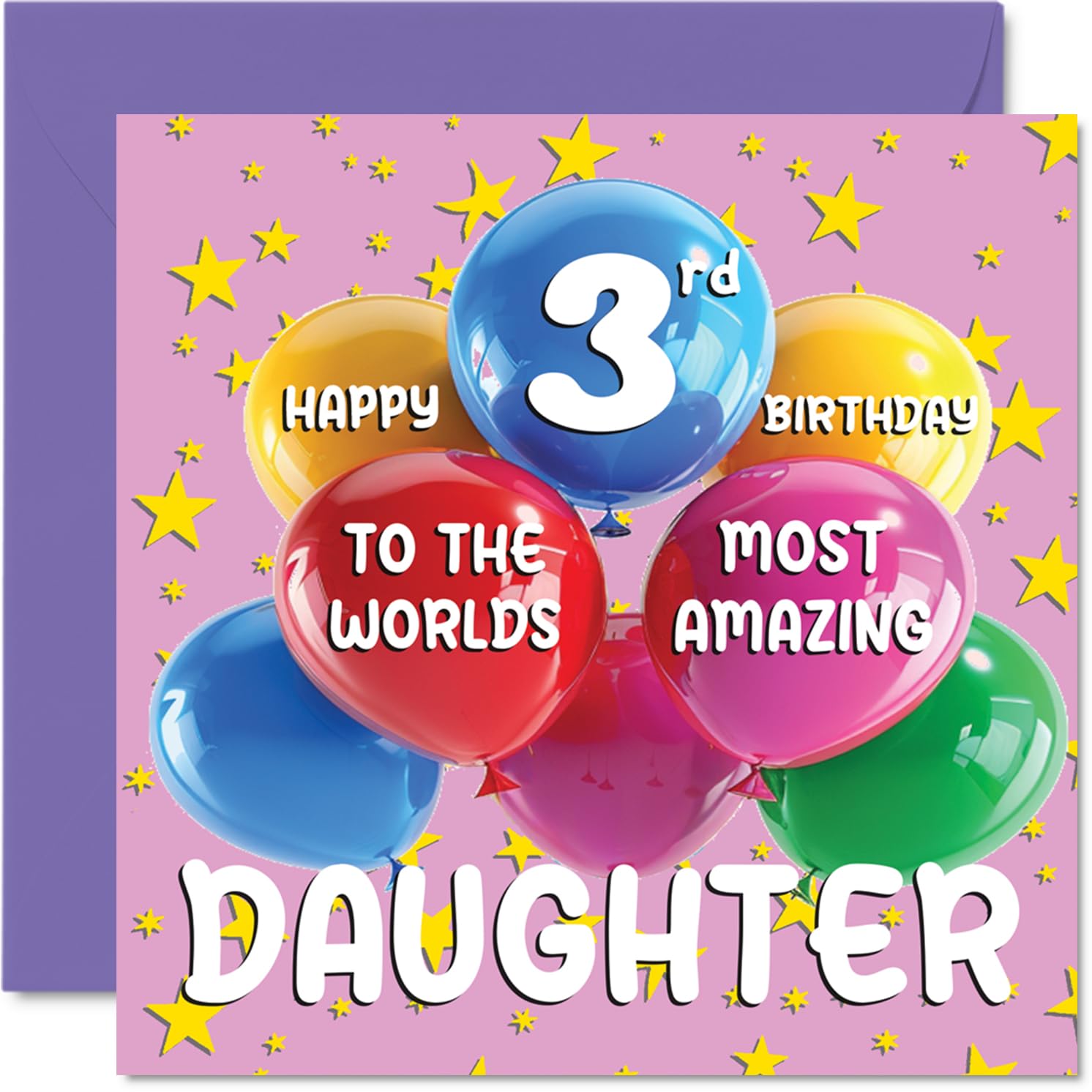 3rd Daughter Birthday Card - World's Most Amazing Daughter - Happy 3rd Birthday Card from Mum Dad, 145mm Age 3 Greeting Cards
