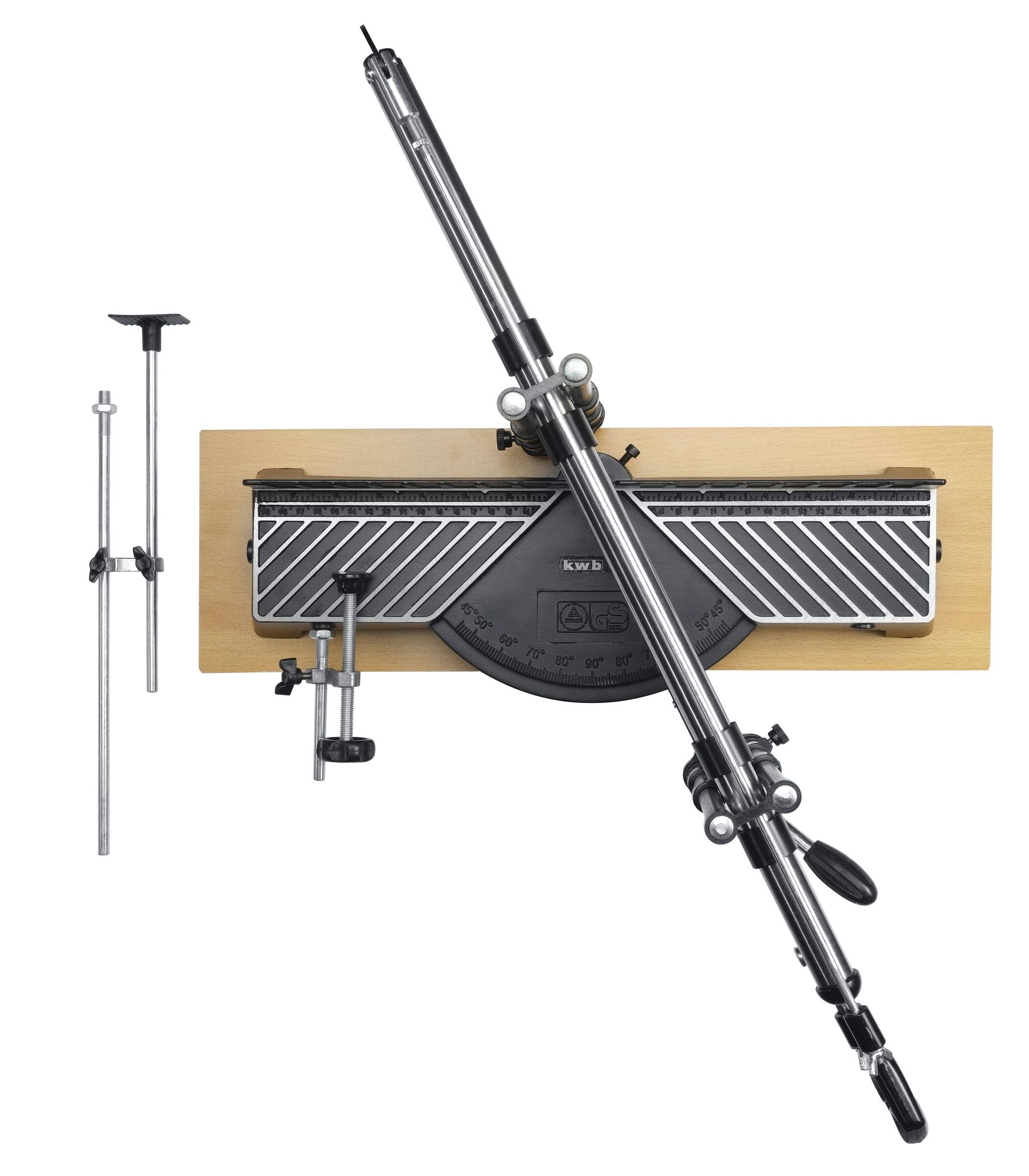 KWB Sierra ingletadora de 550 mm, con pies de goma y brazo giratorio, metal, plástico y holu