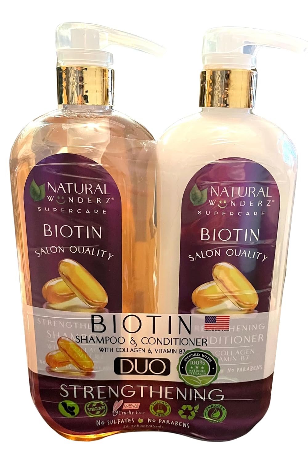 Natural Wunderz Biotin Shampoo and Conditioner Bundle
