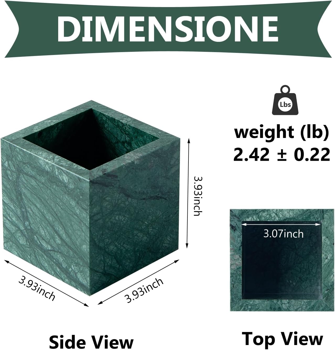 Green Marble Tray & Green Marble Toothbrush Holder Set - Modern Bathroom Organizer