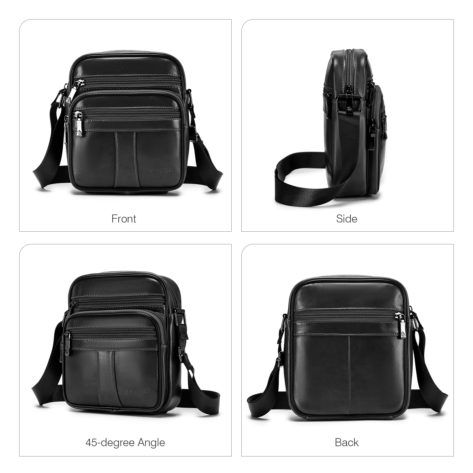 SPAHER Sacoche Homme Bandouliere Cuir Veritable Petit Sac Bandoulière Homme Sac Porté Epaule Sacs Business Vintage Sacs à Dos Porté Travers Pochettes Multifonctionnel Sacs à Main Voyage
