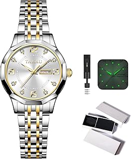 Watch for Women Silver Fashion Dainty Waterproof Stainless Steel Big Number Face & Day Date Casual Dress Luxury Analog Quartz Women's Wrist Watches with Watch for Ladies - Buy now