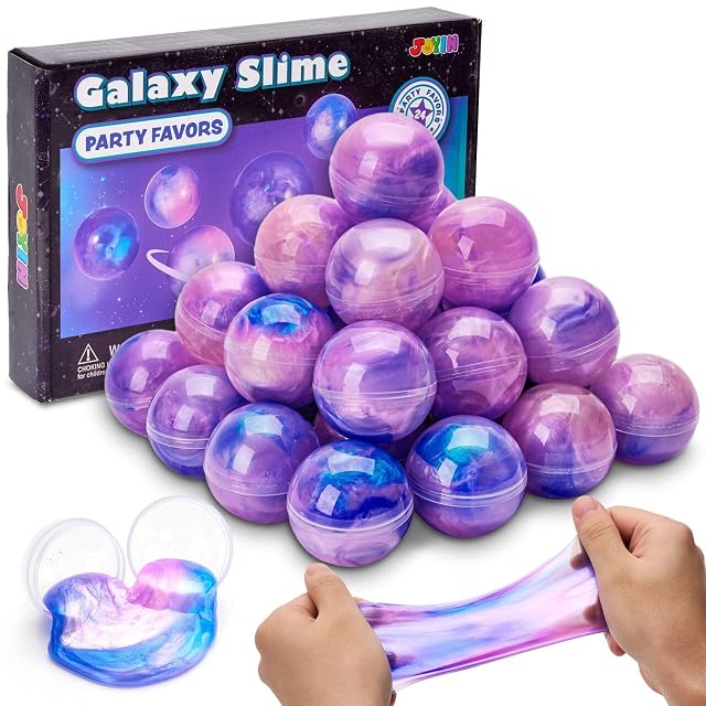 JOYIN Slime Para Niños, 24 Paquetes de Colores Rosa Galaxy Slime Ball Slime Kit Party Favors - Elástico, No Pegajoso, Sin Desorden, Alivio del Estrés, y Seguro para Niñas y Niños