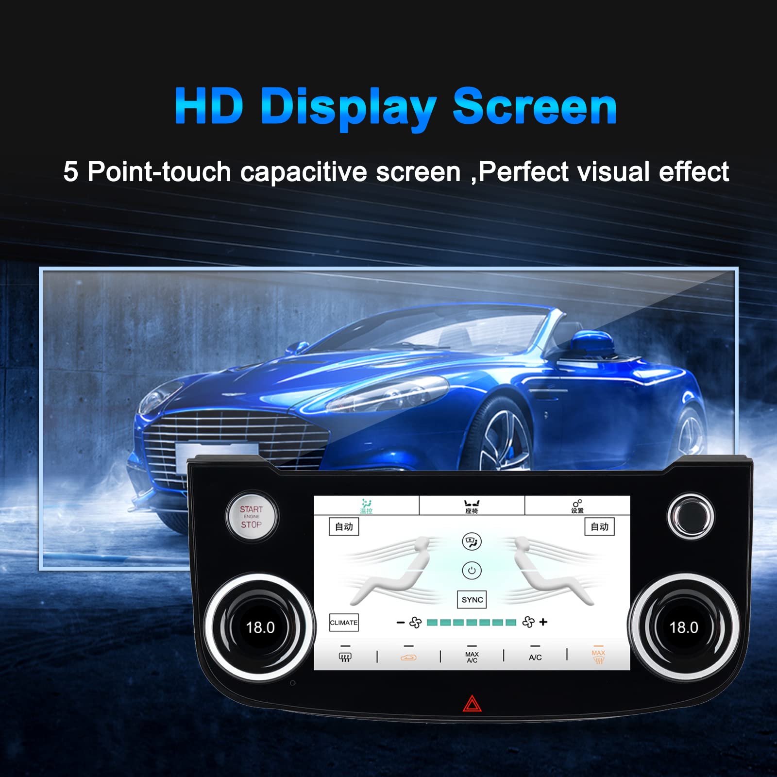Scheda di Controllo Aria Condizionata Auto per Jaguar F-PACE/XE/XEF/XF/XFL 2015-2020 Android A/C Display LCD HD con Grandi Manopole, Doppio Pulsante Flash, Regolazione Clima