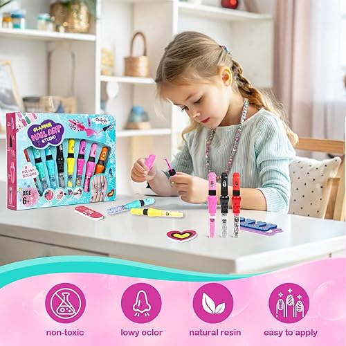 Miniatura 5 de 8-Count Nail Art Pen Set for Kids, Non-Toxic Nail Polish & Glitter with Doodle Tip, Nail Art Kit for Girls 7-12, Birthday for 8-12, Toys for 10 Year