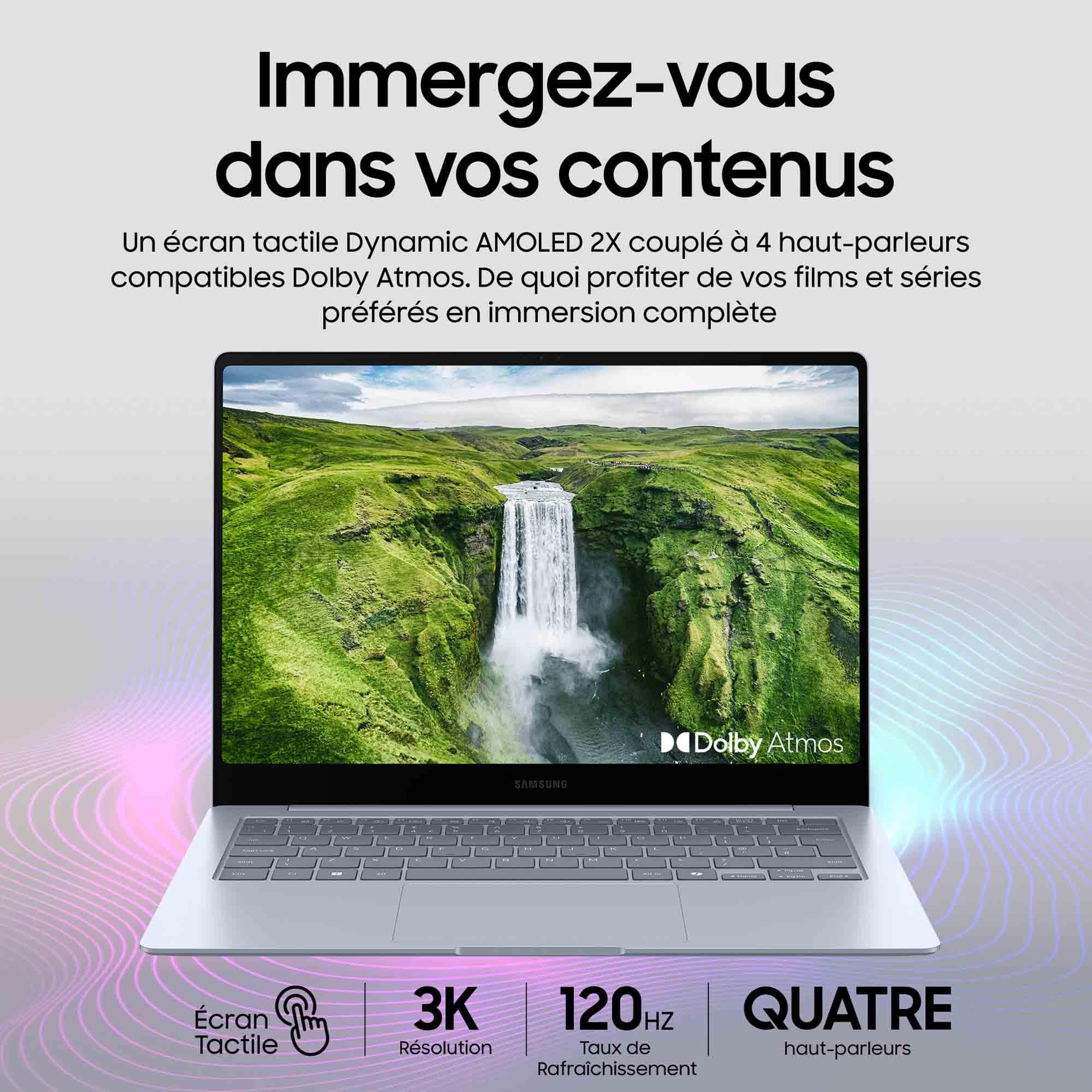 Samsung Galaxy Book4 Edge Ordinateur Portable avec IA 15.6’’, Copilot+ PC, Snapdragon X Plus (8-Core), Mémoire 16 Go, Stockage 256 Go, Gris Glacier