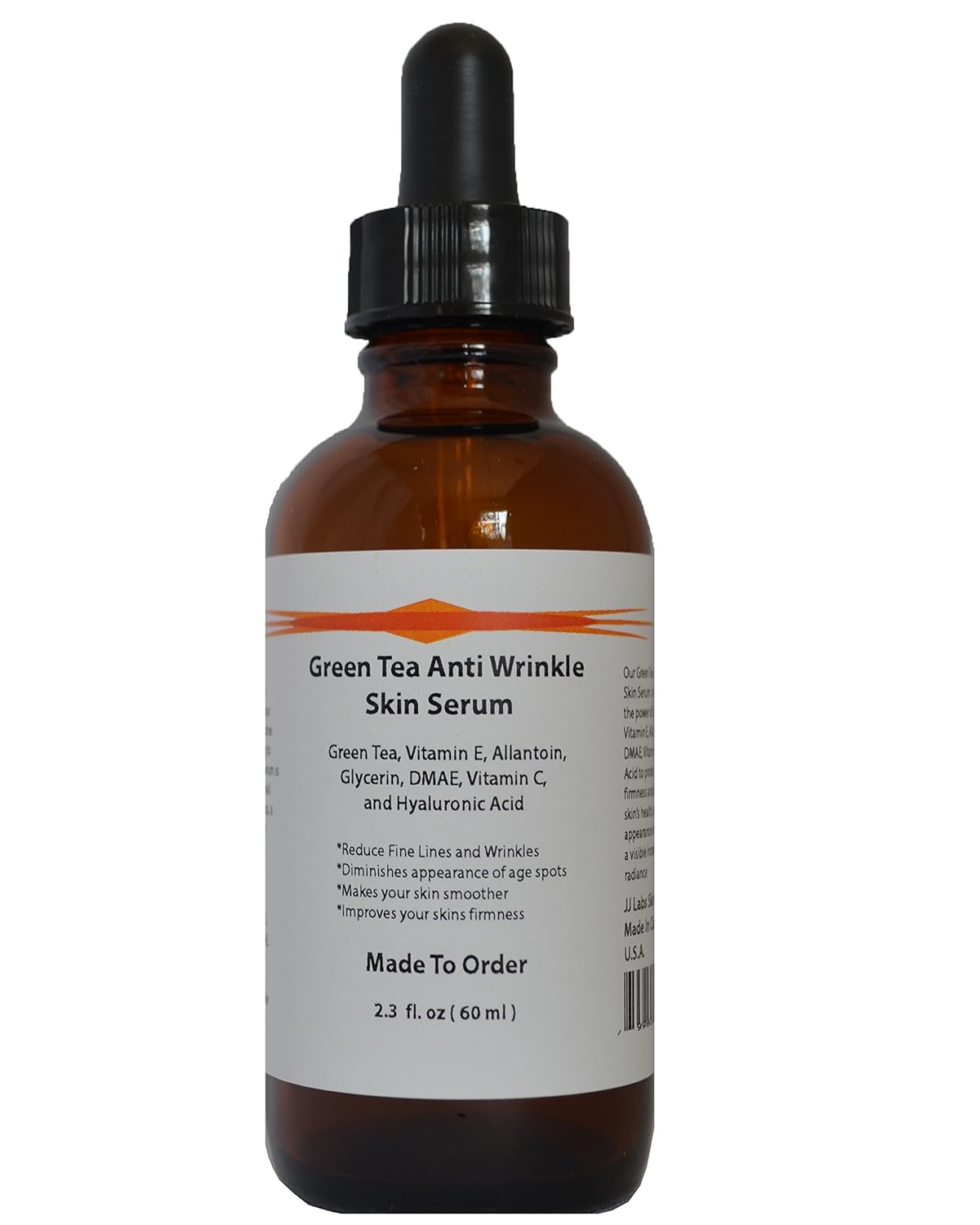 Green Tea Anti Wrinkle Skin Serum w/DMAE,Vitamin C and E, Allantoin, Glycerin and Hyaluronic Acid (2.3oz)