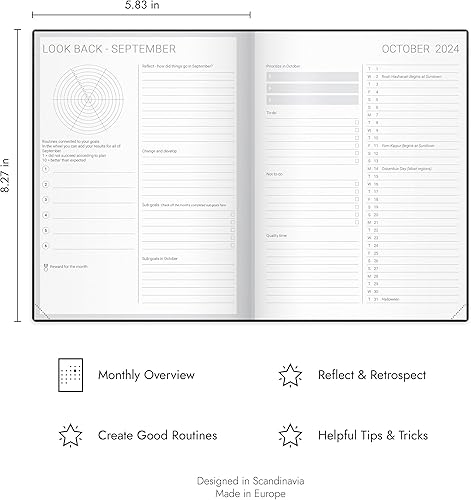 Miniatura 4 de Burde Agenda de objetivos 2024  26 de diciembre de 2023 a 31 de diciembre de 2024  Alcanza tus objetivos  12 meses  Agenda semanal con vista general
