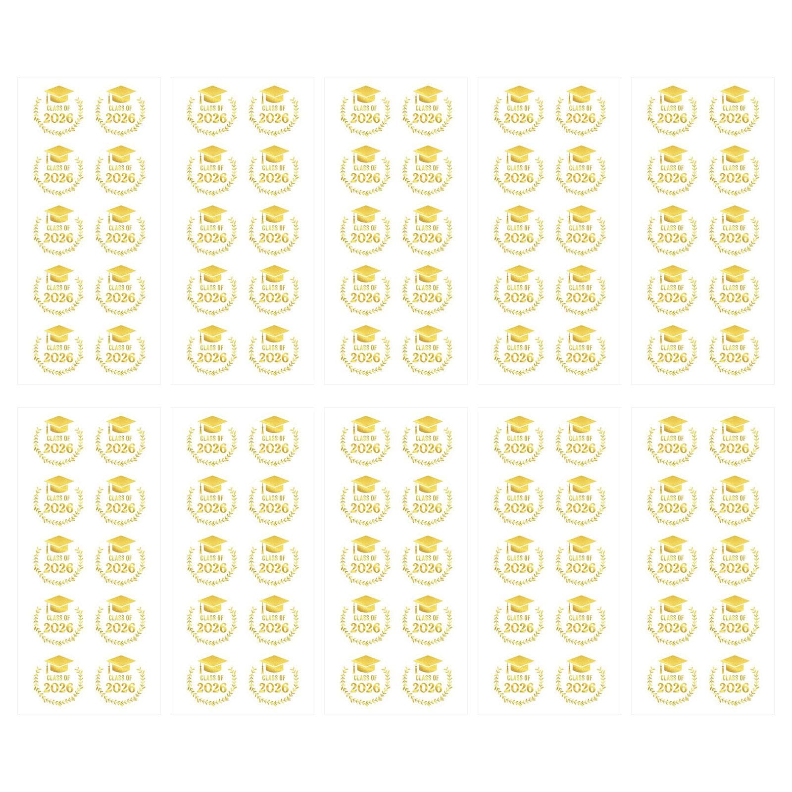 1000Pcs Commencement Cap Sticker Clear Gold Foil Graduation Sticker for Scrapbooking Notebook Album Party Invitations Graduation Party Supplies