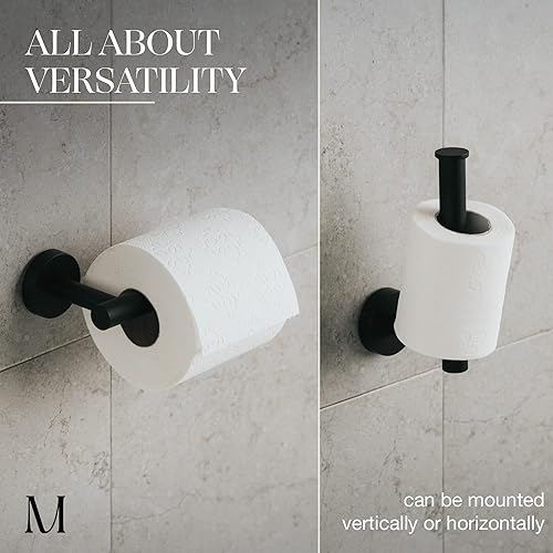 Miniatura 4 de Marmolux Acc - Soporte de papel higiénico negro mate  Soporte de papel higiénico montado en la pared para baño  Soporte TP de acero inoxidable a