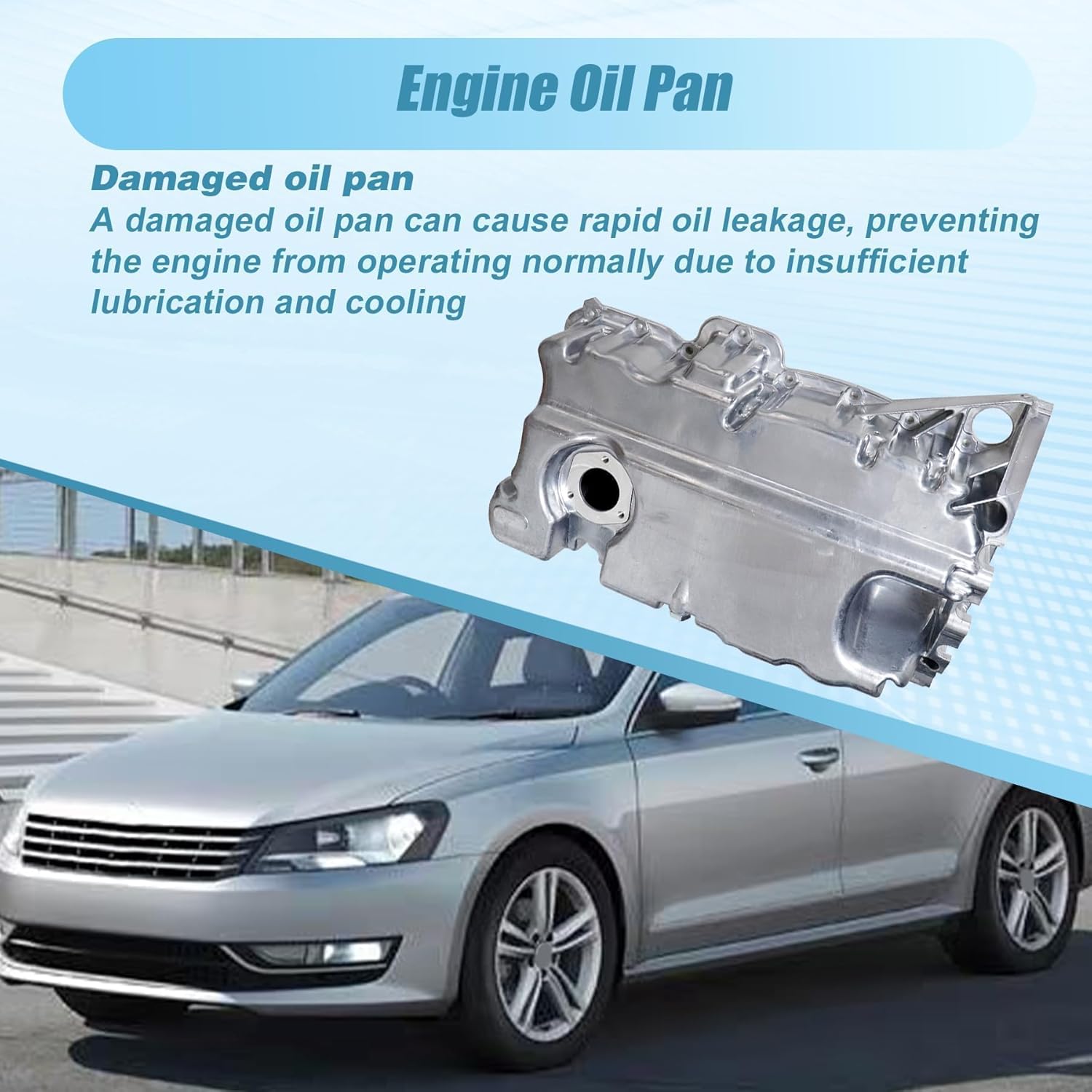 XQSMWF 03H103601AK Engine Oil Pan Fit for Volkswagen Passat 2016-2022 Fit for Atlas 2018-2023 Fit for Teramont 2018-2023 Fit for Atlas Cross Sport 2020-2023 3.6L (CDVC CDVD) 03H-103-601-AK