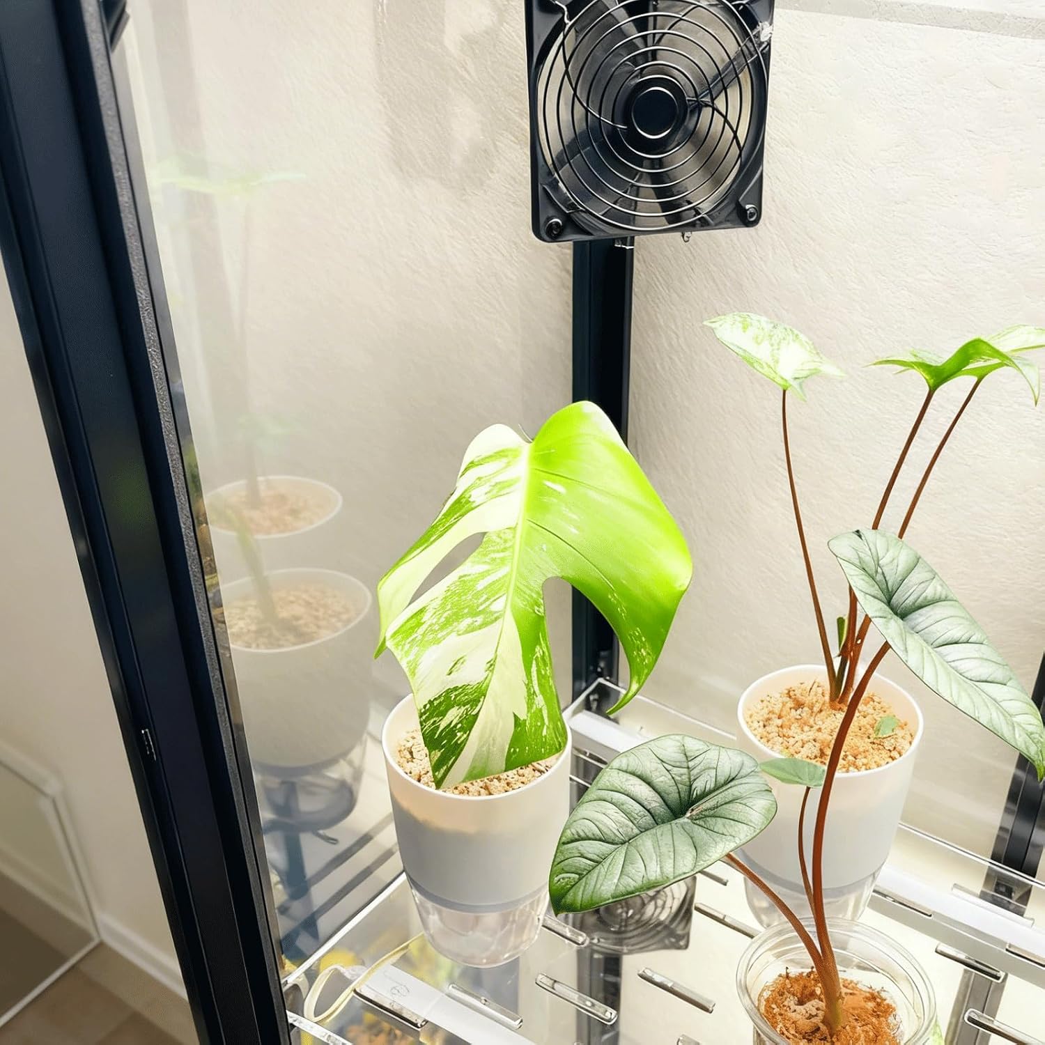 Adjustable Fan Grill Mount Bracket, Compatible with Popular Greenhouse Cabinets Like Milsbo and AC Infinity Fans, Secure Clip for Enhanced Ventilation (120mm Fan Mount- White)