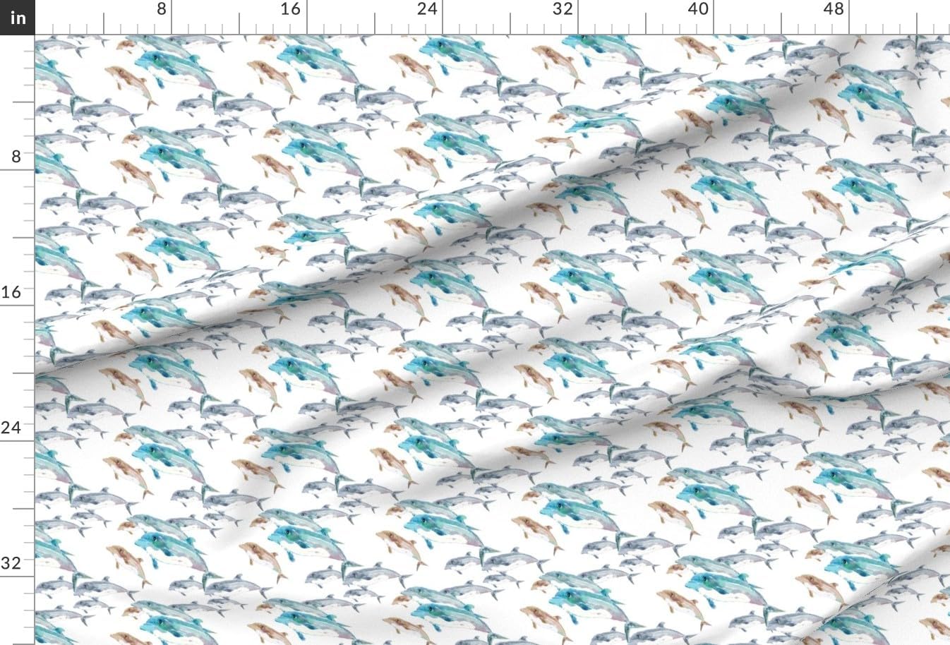 Spoonflower Fabric - Blue Swim Dolphin Art Gray Watercolor Boy Printed on Minky Fabric by The Yard - Sewing Baby Blankets Quilt Backing Plush