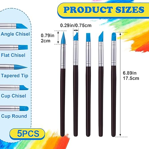 Miniatura 2 de 5 pinceles de pintura de silicona, herramientas flexibles para tallar arcilla, herramientas profesionales de escultura para manualidades, cerámica,