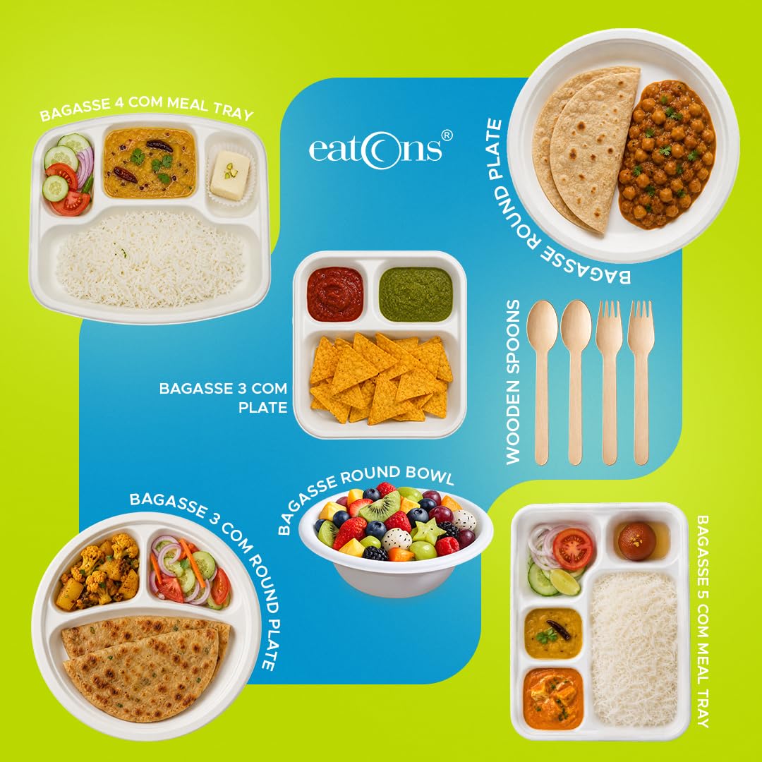 EATONS Bagasse Thali Tray - 25 Pack -3