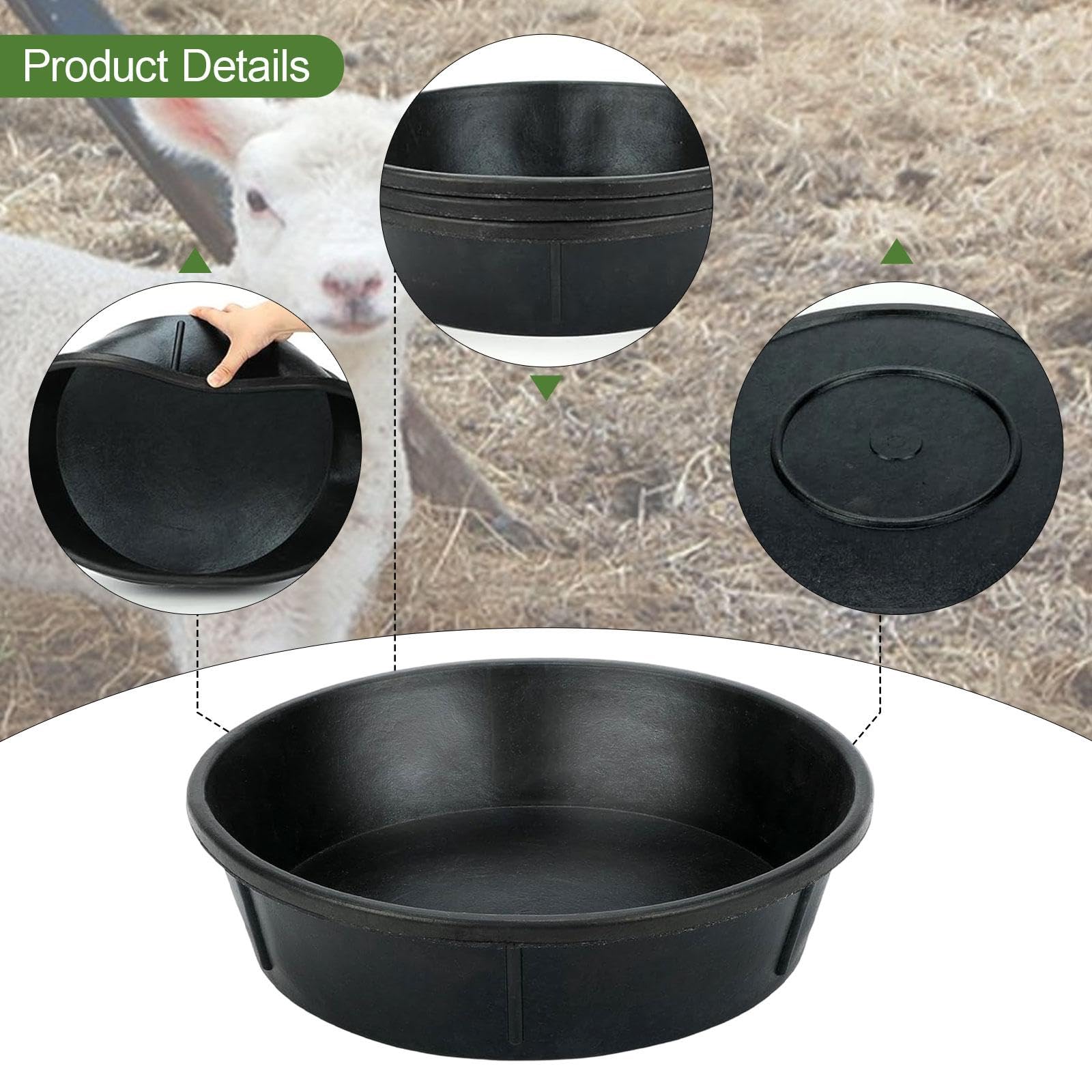 Perfeclan Cubo de alimentación para Caballos, Bandeja de Goma para comedero, Multiusos, Resistente, apilable, para Pollos, para el Polvo, contenedor de