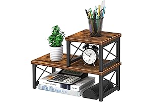 Small Shelf for Desk: Wood Desktop Shelf, Adjustable Storage, 2 Tier