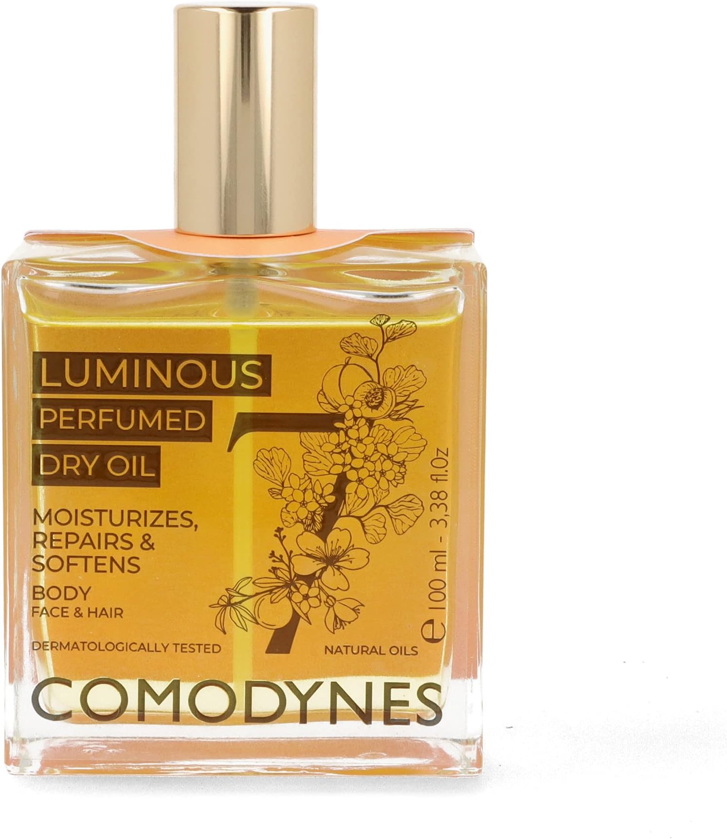 Comodynes Luminous Perfumed Dry Oil - Aceite Hidratante, Reparador Y Antioxidant Con Vitaminas E Y F Para Cara, Cuerpo Y Cabello - 100 ml, 180 g