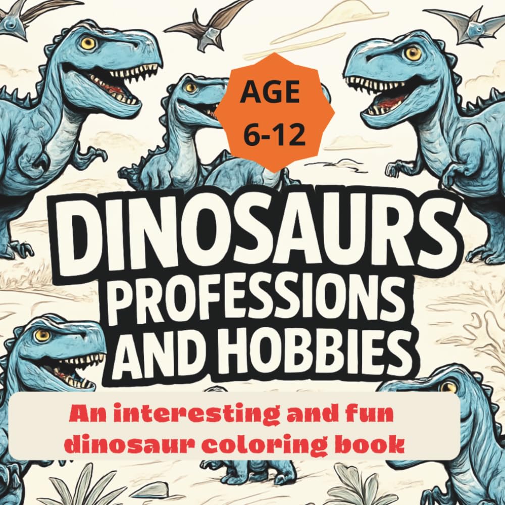 Dinosaurs - Professions And Hobbies.: An Interesting And Fun Dinosaur Coloring Book I Coloring Book For Kids Girls & Boys