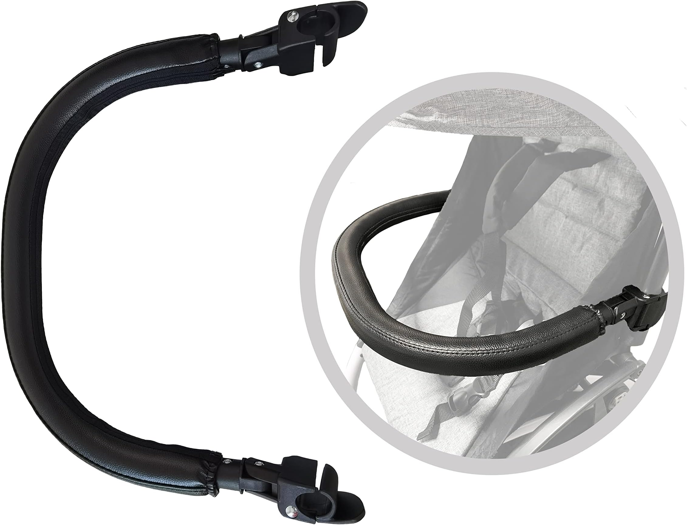 Bumper Bars For Prams,Stroller Accessories For Babyzen yoyo,Black PU Leather Buggy Armrest