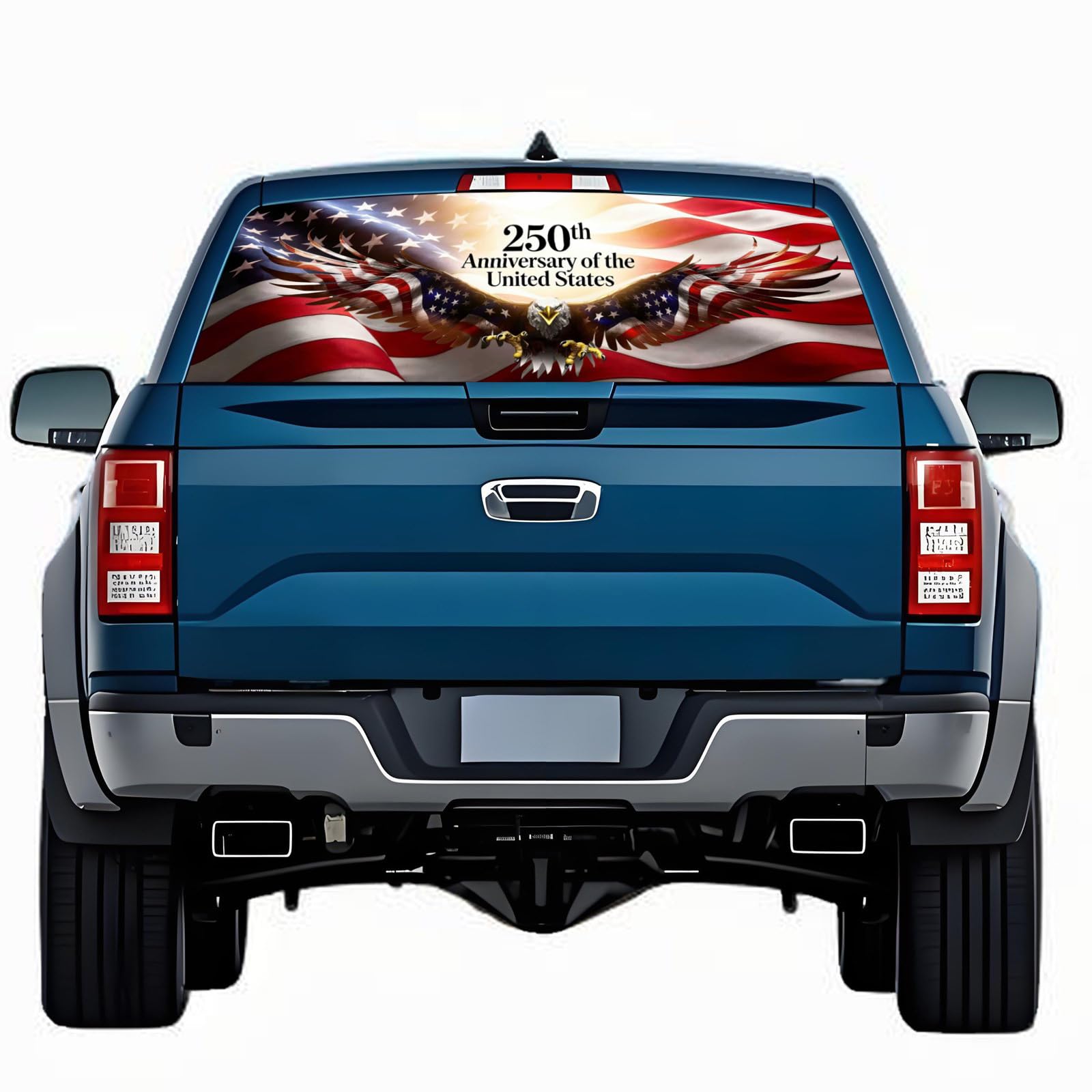 Rear Window Decals for Trucks - 65x17.3 in Back Window American Flag Decals Fit Most Pickup Trucks SUV, Vinyl Back Window Decal Truck Rear Window Graphics for Personalized - Eagle Decal-33-S