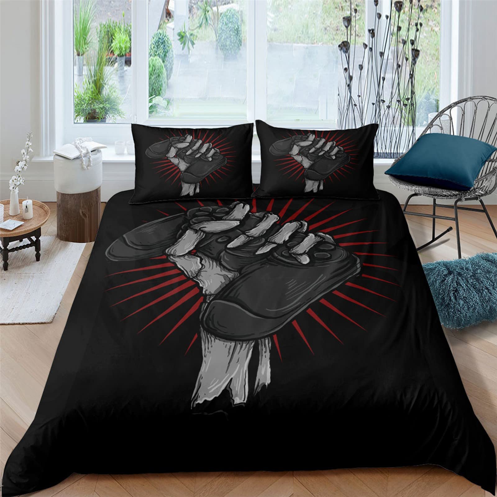 Bambini Set Copripiumino Super King 260X240 Cm Videogioco A Cartoni Animati Microfibra Ipoallergenico, 3 Pezzi 3D ​Biancheria Da Letto Per Bambini Cerniera Con 2 Federe