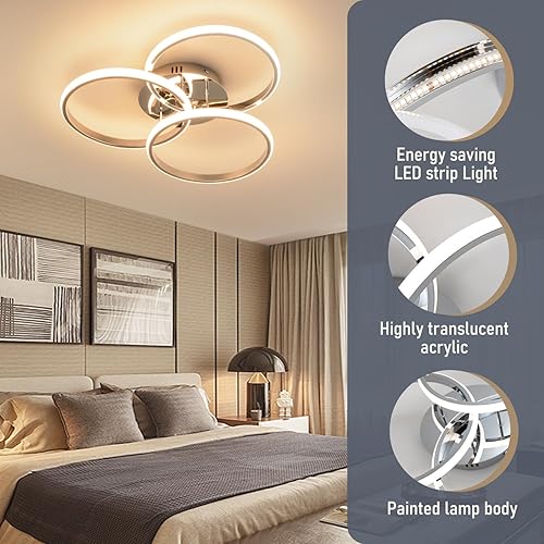 Miniatura 8 de Lámpara de techo LED, regulable, moderna, con control remoto, 3000K-6500K, lámpara de techo empotrada para dormitorio, sala de estar, comedor,