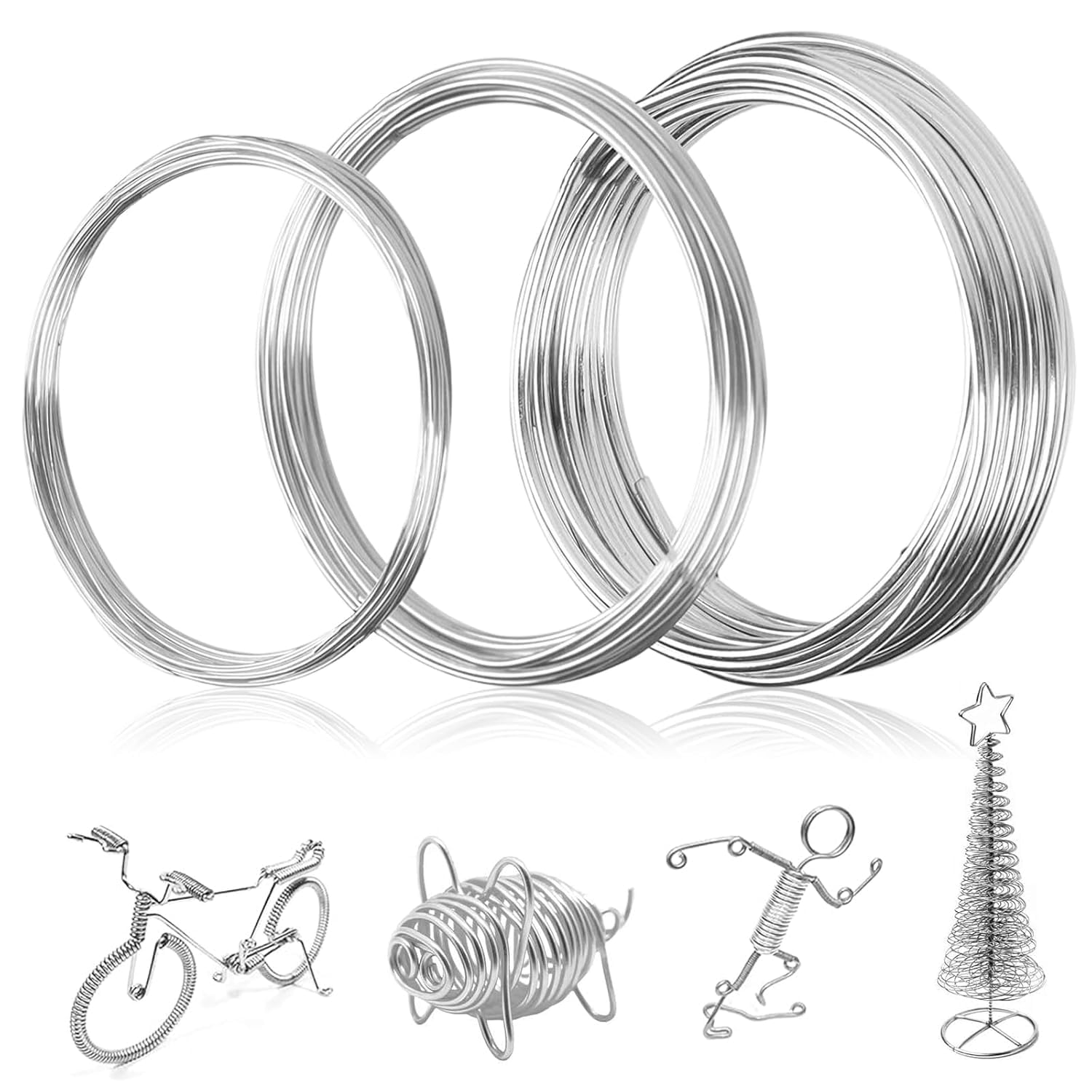 3 Pieces 2 mm X 10 m, 1.5 mm X 10 m, 1 mm X 10 m Aluminum Craft Wires