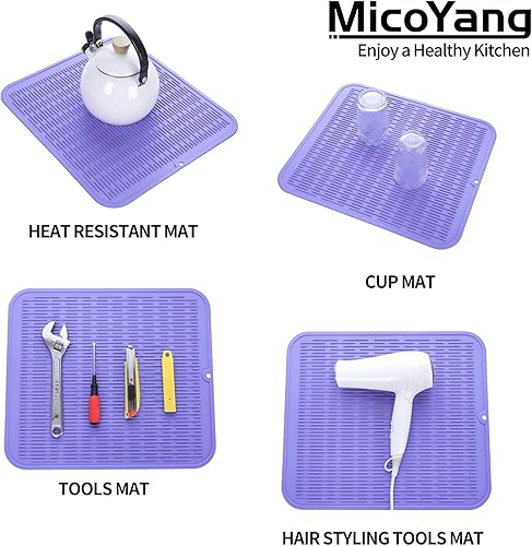 Miniatura 334 de Tapete de silicona para secado de platos para múltiples usos, fácil de limpiar, ecológico, resistente al calor, tapete de silicona para encimera