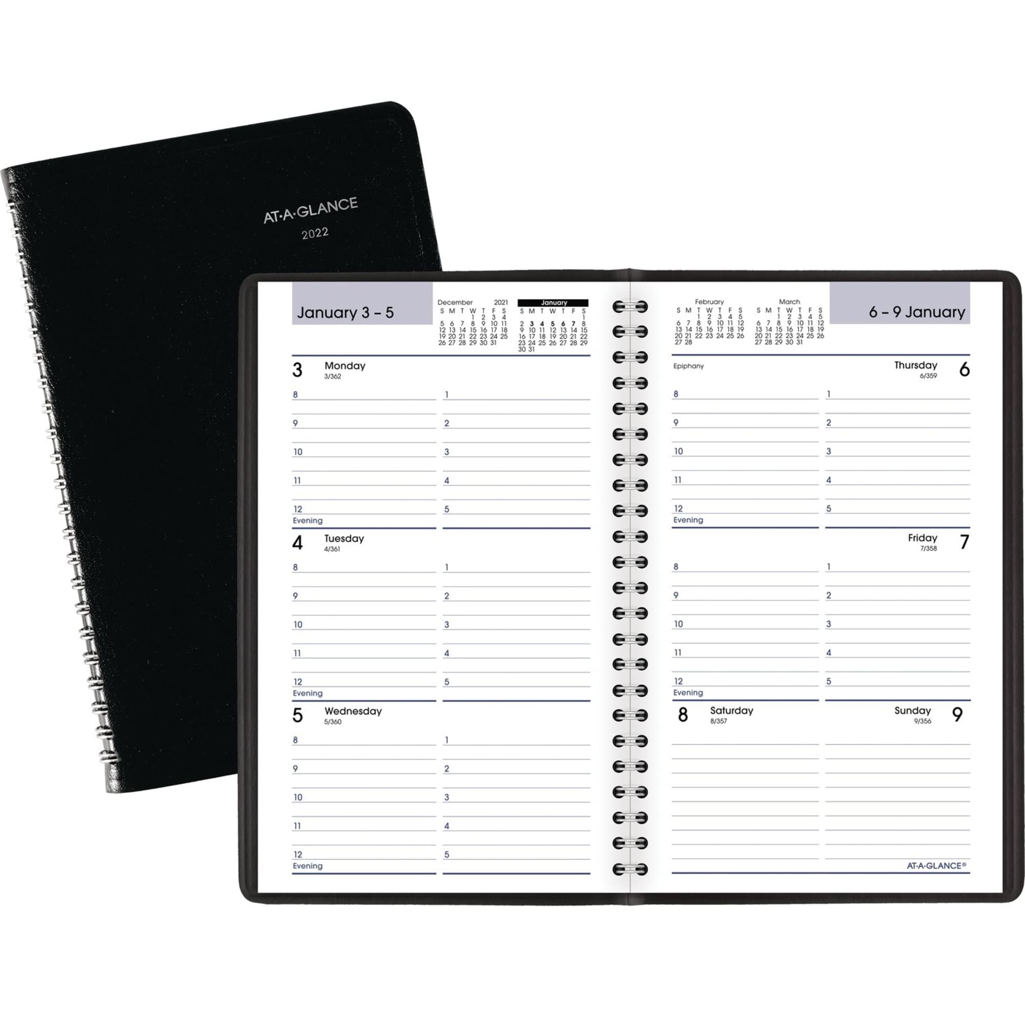 AT-A-GLANCE - Libro de citas semanal 2022 y planificador de 5 x 8 pulgadas, pequeño, DayMinder, negro (G20000)