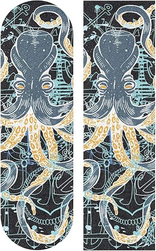 Miniatura 1 de senya Cinta de agarre geométrica de pulpo para patineta, etiqueta adhesiva antideslizante para papel de lija de 9 x 33 pulgadas