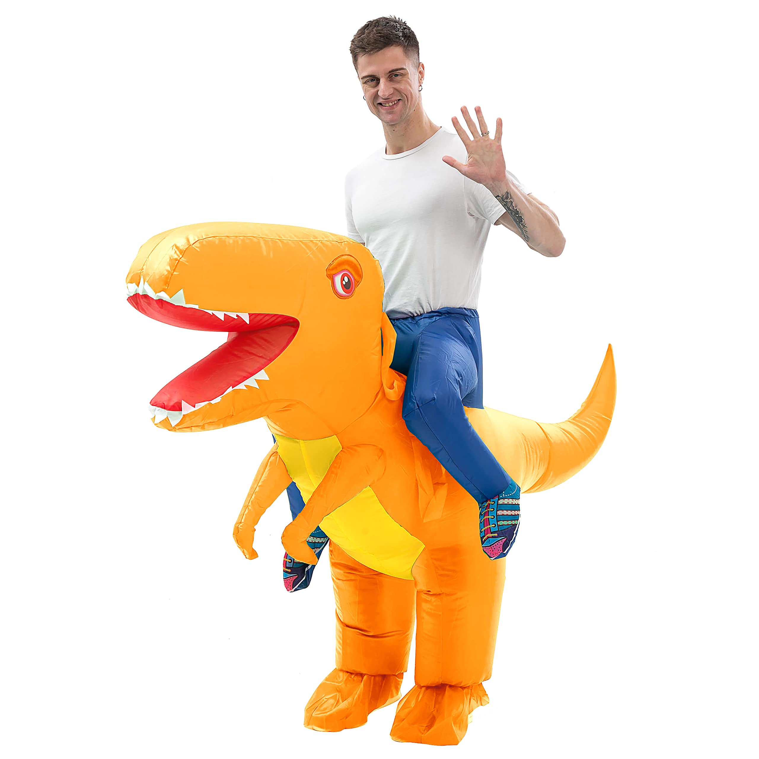 Dinosaur Costume Adult Funny Blow up Halloween Ride on Big Head Inflatable T-Rex Costumes