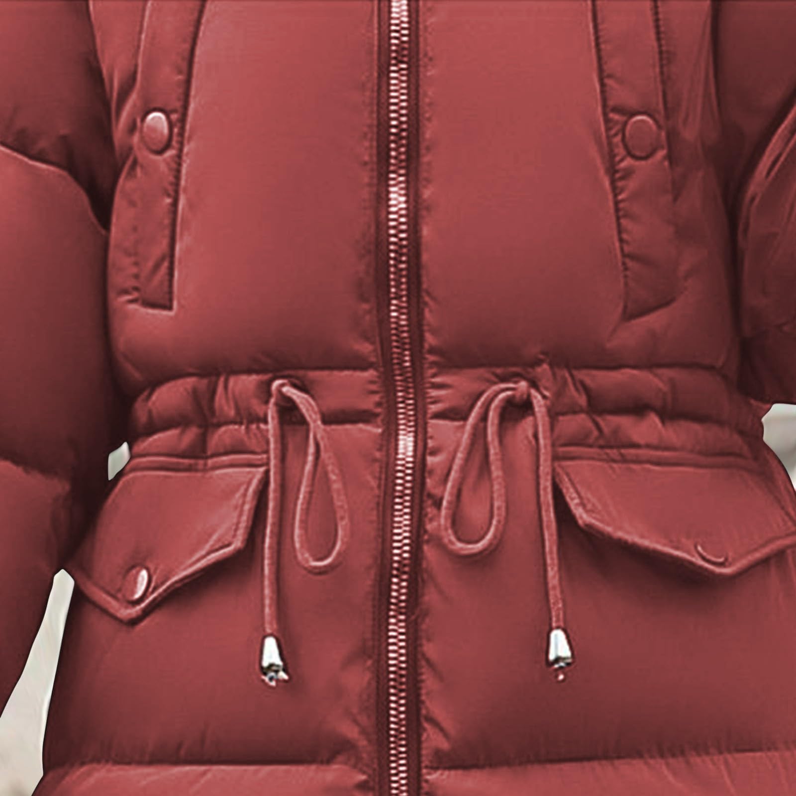 Piumino lungo da donna invernale caldo piumino lungo per le donne con cappuccio tinta unita giacca trapuntata a maniche lunghe con tasche imbottite impermeabili trench con cappuccio in pelliccia