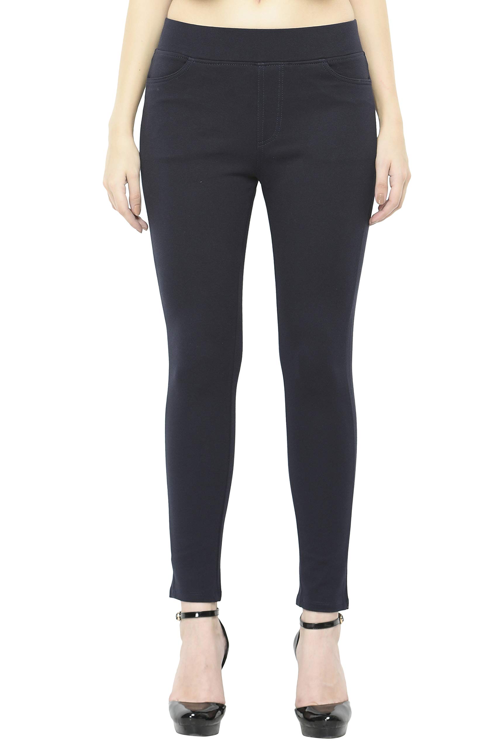 Frenchtrendz Womens's Cotton Poly Spandex Jegging(Navy, XS-4XL)