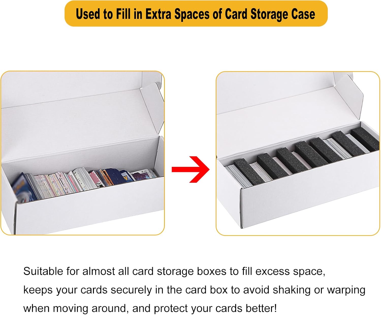 OwnMy 20PCS Sponge Trading Card Dividers for Trading Card Storage Box to Fill Extra Space, Shock-Absorbing Sponge Card Separators Trading Card Spacers Game Cards Organizers