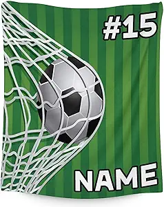 Mercuryelf Custom Soccer Blanket Gifts, 50"x60" Personalized Football Throw Blankets for Boys Kids, Cozy Lightweight Fleece Plush for Sofa Bed Room Decor