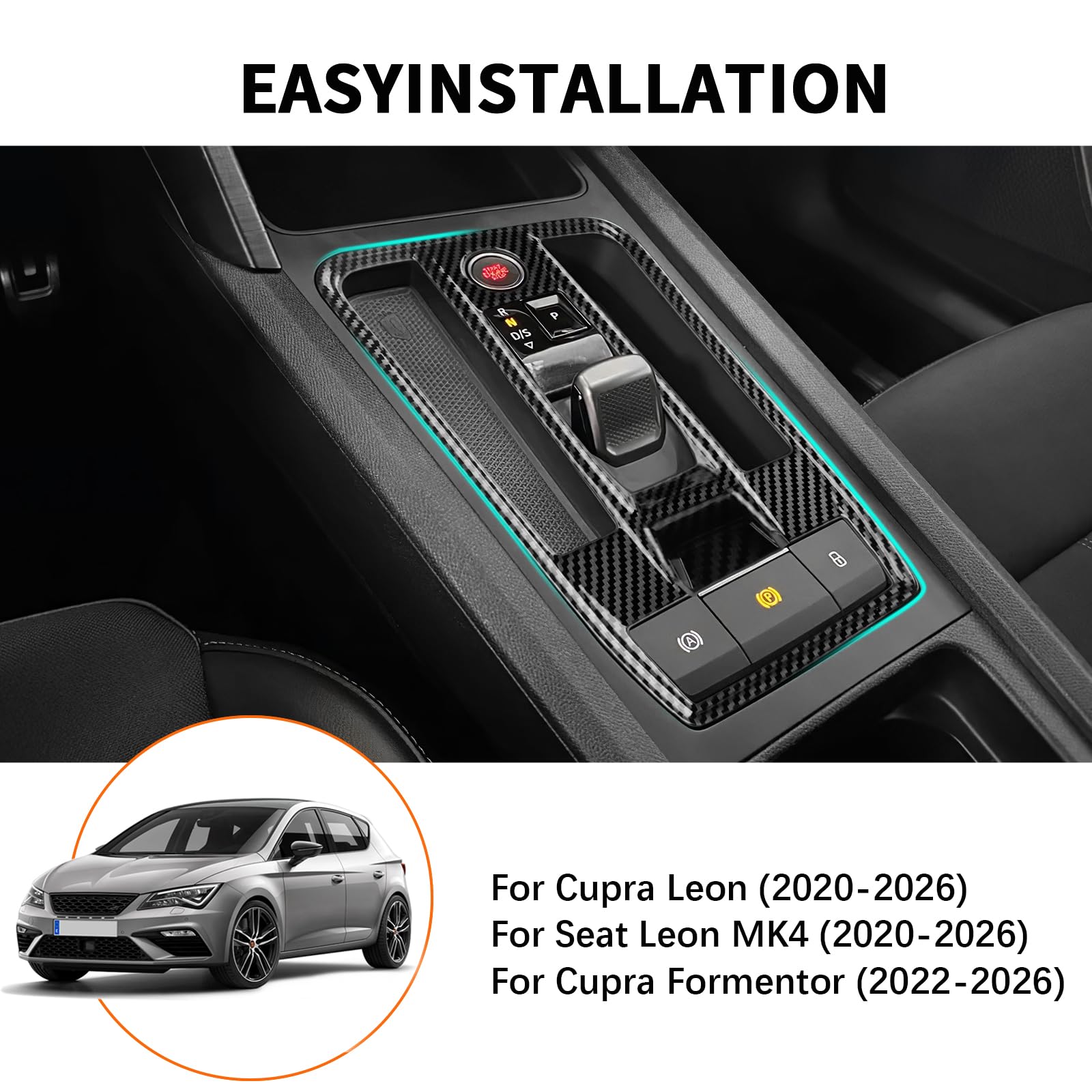 Per Seat Leon MK4 C-upra Leon C-upra Formentor 2020-2022 2023 2024 2025 2026 ABS fibra di carbonio auto copertura telaio ingranaggio adesivo cambio pannello accessori interni