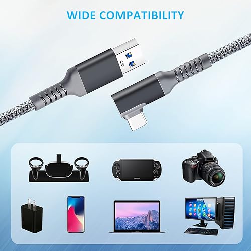 Miniatura 8 de TOTU Cable para Oculus Quest 2 Link, cable USB 3.2 Gen 1 a tipo C de 16 pies compatible con Steam Deck, transferencia de datos de alta velocidad y