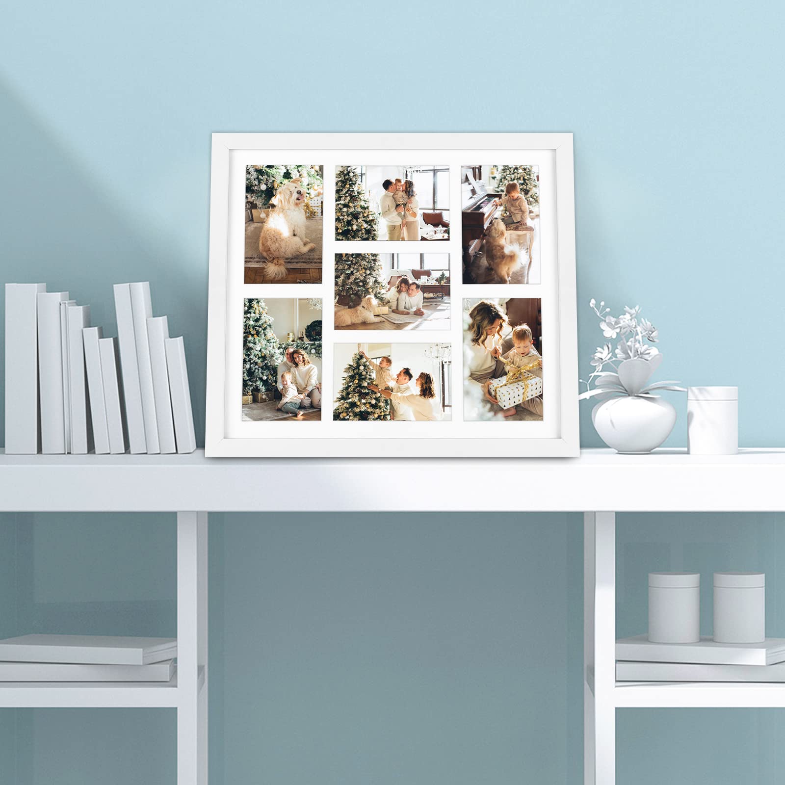 Sigma Sigma Sigma Sorority Memories Collage 16x20 Liscensed Photo Frame  Holds 2-4x6 and 2-5x7 Photos with White Wood Wall Hanging Frame