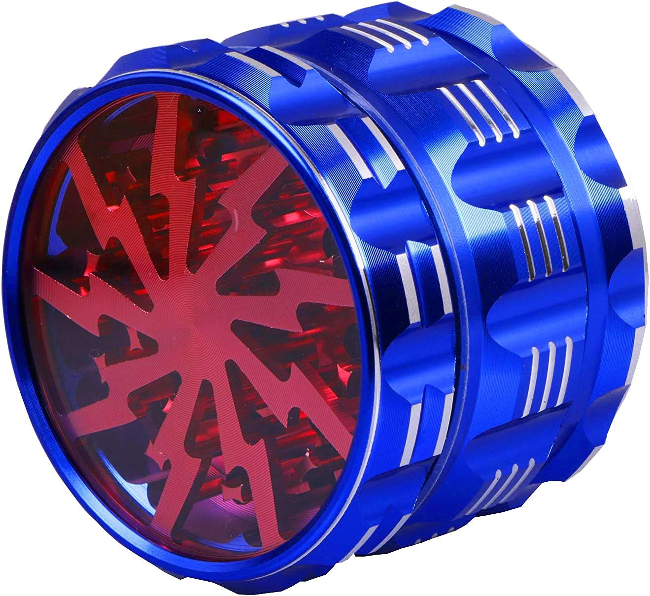 4 Part Metal Herb Grinder,Ausma 2.5inch Large Aluminum Grinders with Sifter and Lighting Magnetic Top for Spices with Pollen Catcher and Scraper(Blue_Pink)