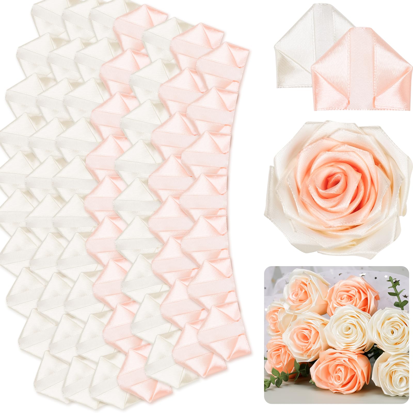 Pétales de rose en satin soyeux et doux pour travaux d'artisanat d'art
