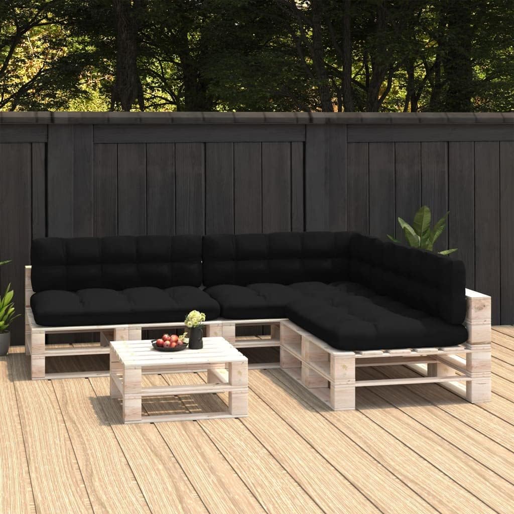 Pallet Sofa Cushions Set 7 Pieces Black Outdoor Seat Cushions for Patio Furniture Water Repellent Fabric Thick Padding Universal Design