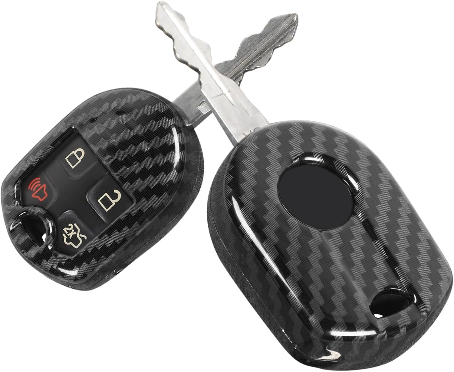 Key Fob Cover Case Protector Fit for Ford F150 2009-2014, Fit for Ford Mustang 2010-2014 (Carbon Fiber)